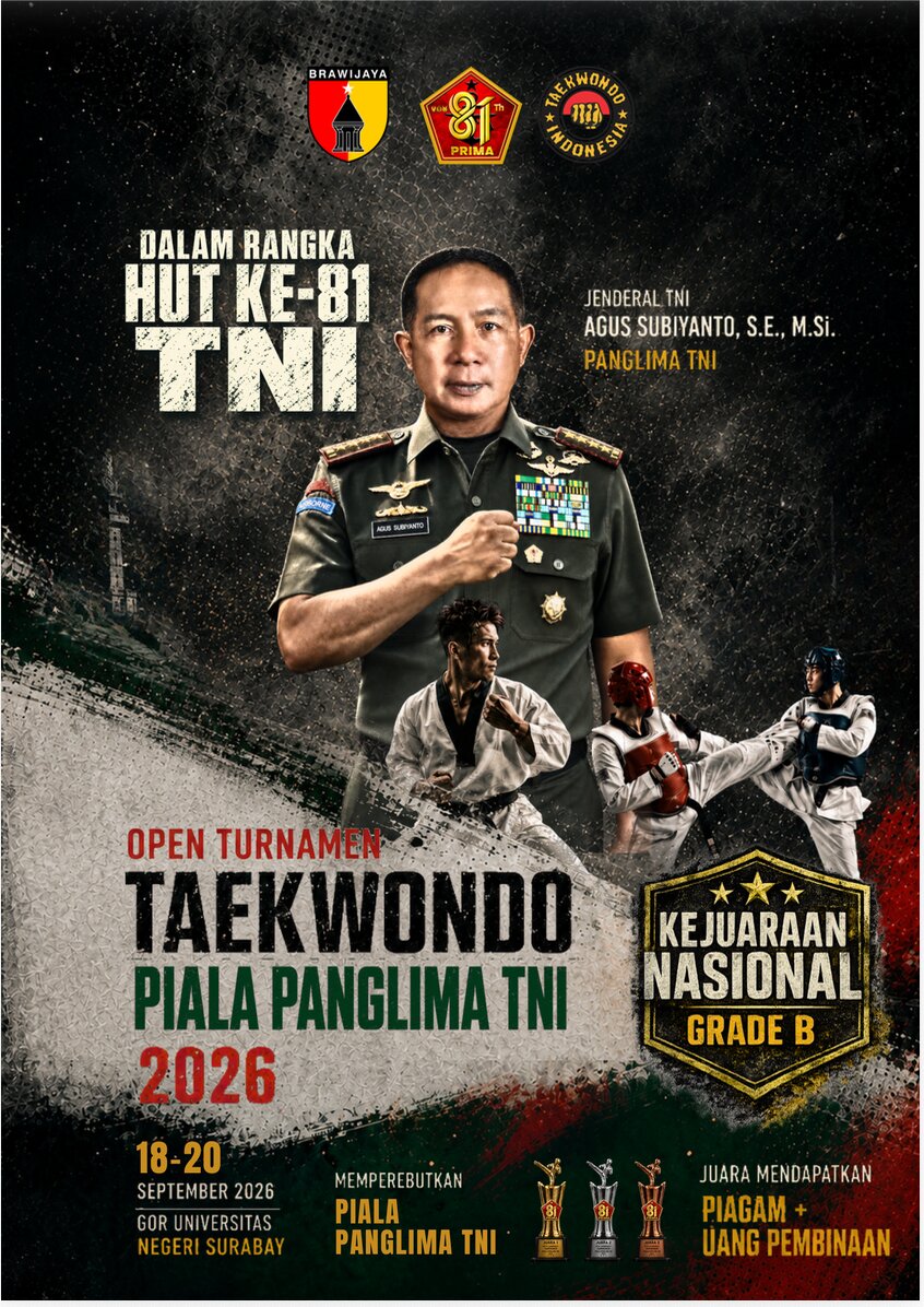 OPEN TOURNAMENT TAEKWONDO PIALA PANGLIMA TNI TAHUN 2026